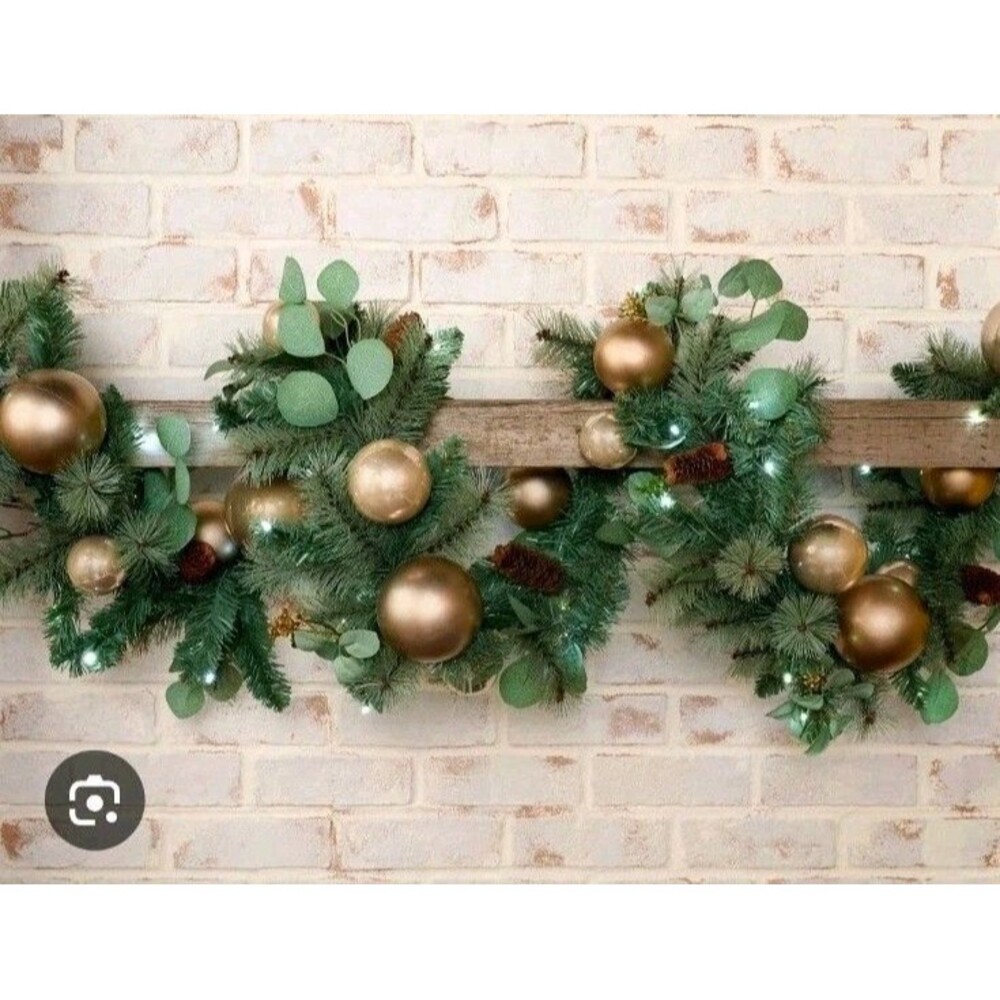 9' Illuminated Ornament Garland by Kim Gravel -Cashmere Cream Bethlehem Lights
